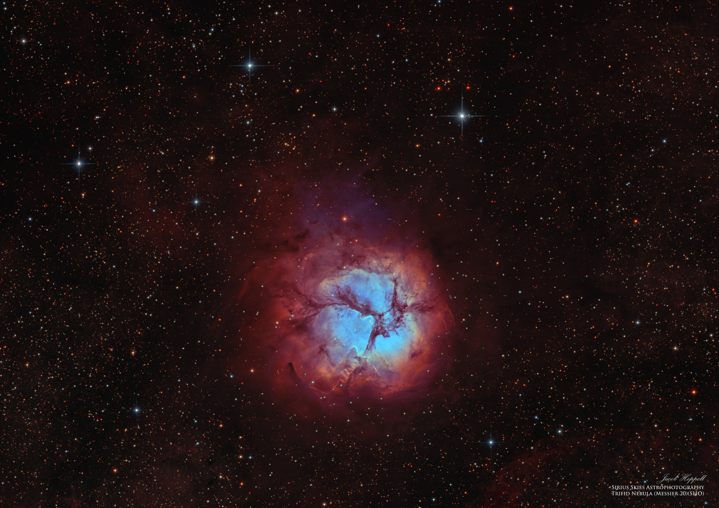Trifid Nebula (SHO Hubble palette)